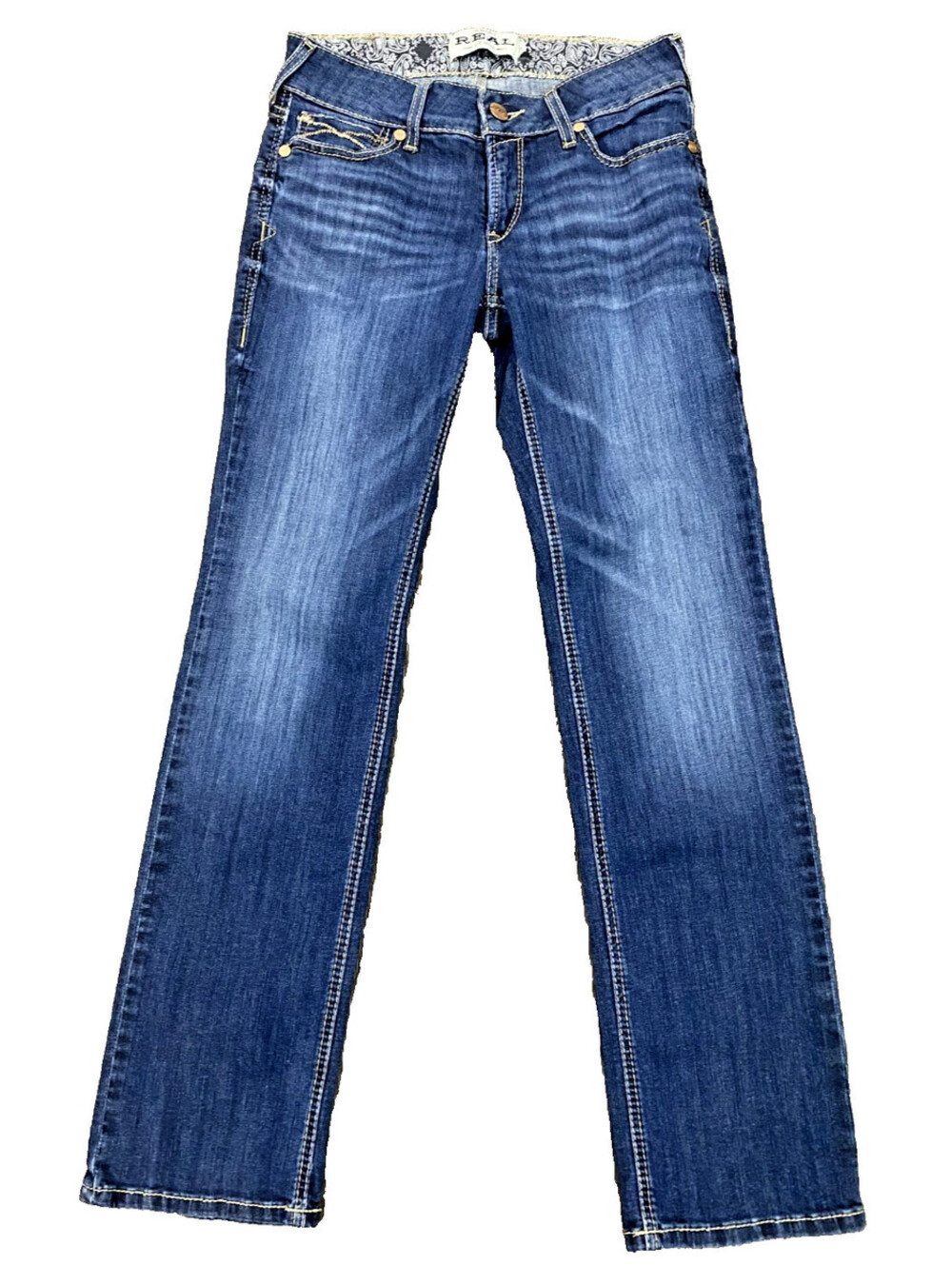 Ariat Real Denim Jeans Burbank Octavia Straight Western Ranch Embroidered 29R